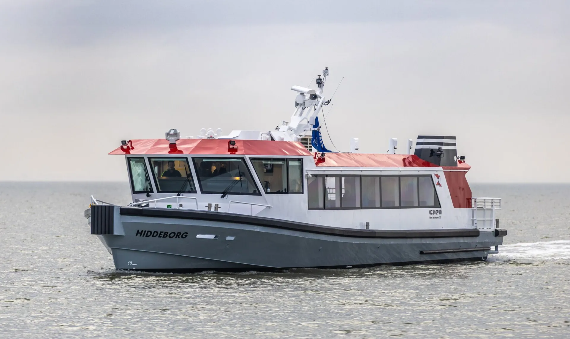 Wagenborg fast ferry Hiddeborg sailing on the Wadden Sea